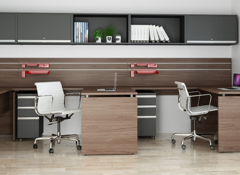 ambiente móveis linha wood - estação de trabalho para escritórios