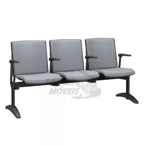 Longarina Torres Audiplax 3 lugares com braço fixo